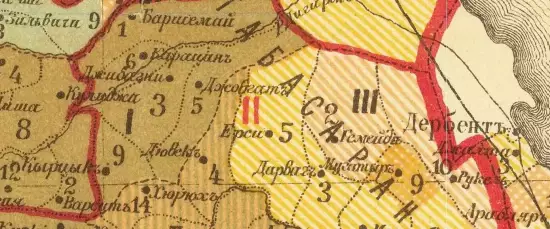 Карта Дагестанской области с показанием границ округов, полицейских участков и сельских обществ 1886 года - screenshot_988.webp