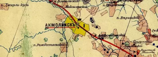 Карта Акмолинской области 1913 года -  Акмолинской области_1913 (Копировать).webp