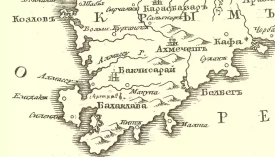 Карта полуострова Крым с пограничными землями 1774 года - screenshot_618.webp