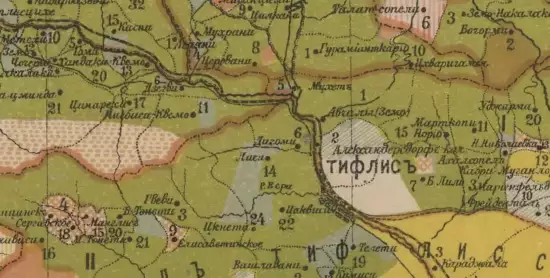 Карта Тифлисской губернии и Закатальского округа с показанием границ уездов, полицейских участков и сельских обществ - screenshot_1309.webp